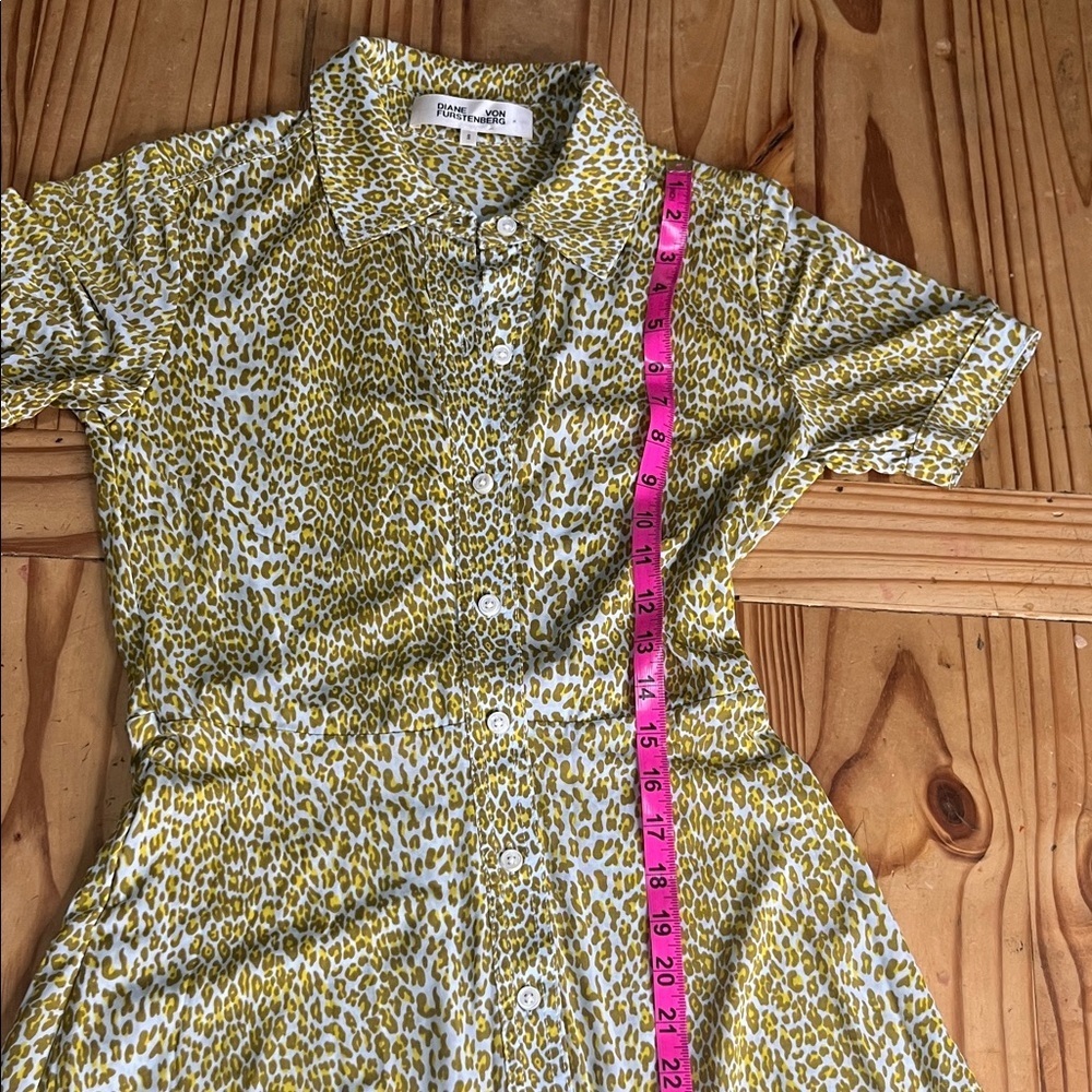 Diane Von Furstenberg Green/Yellow Leopard Print Dress - Picture 8 of 10